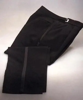 Men's Black Tuxedo Pants Trousers Wool Adj. Waist Prom 27 28 29  30 31 32 • $29.95