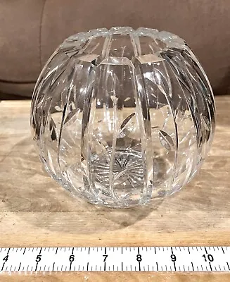 Faberge  Clear Crystal  Footed Rose Bowl Vase Floral Pattern 5.5  H X 6  W • $125