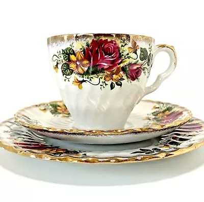 VTG Washington Ironstone Pottery English Rose Trio Cup Saucer Plate Floral Gilt • £4.99