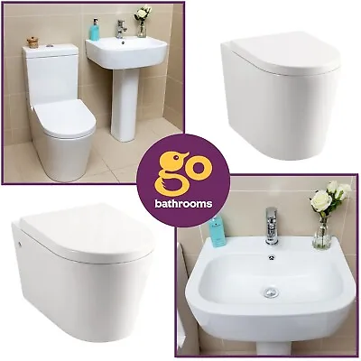 Fawley Bathroom BTW Wall Hung WC Toilet Pan Antibacterial Basin & Pedestal • £201.14