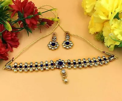 New Indian Bollywood Ethnic Gold Plated Green Color Kundan Bridal Jewelry Set • $16.97