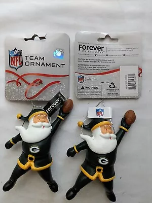 (2) New GreenBay Packers Santa Football Christmas Ornament Forever Collectibles • $14.95