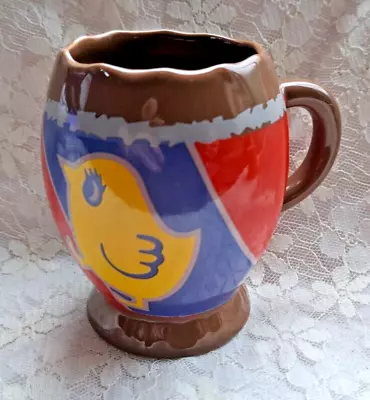 Cream Easter Egg Shaped Decorated Pottery Mug / Cup  Tableware • £9.50