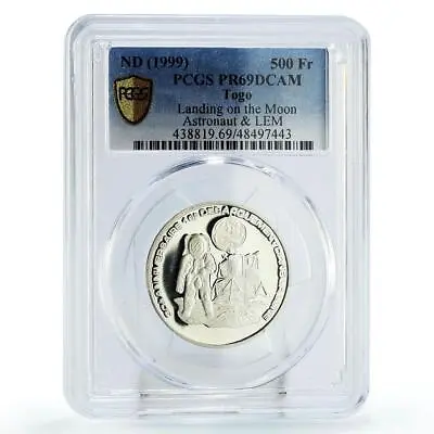 Togo 500 Francs Moon Landing Walking Astronaut Space PR69 PCGS Silver Coin 1999 • $199.33