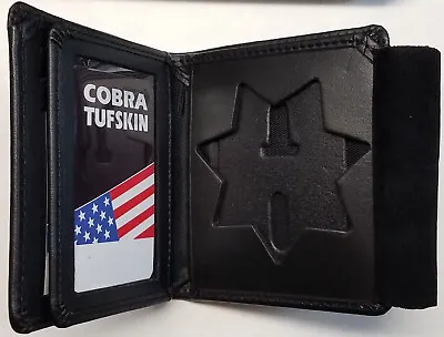 California State Police Recessed 3-inch 7-point Star BiFold Black Leather Wallet • $39.95