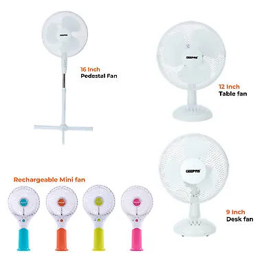 GEEPAS Fans Desk Pedestal Hand Fan Portable Oscillating Cooling For Home Office • £20.99