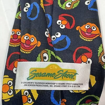 Mens Necktie Sesame Street Characters Oscar Grouch Bert Ernie Cookie Monster • $12.99