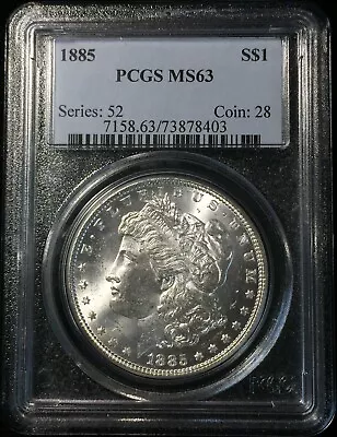 1885-P PCGS MS63 MORGAN Silver Dollar BLAST WHITE #403 • $90