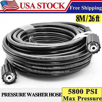 25 FT X 1/4 Inch 5800 MAX PSI Pressure Washer Replacement Hose M22 14MM WASHER • $18.99