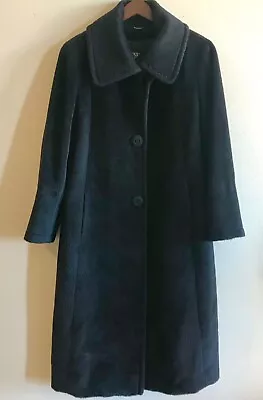 Black Cinzia Rocca Alpaca Coat Size 14 In Pristine Condition Made In Italy • $200