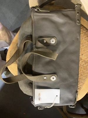 $50 • Buy NOOSA AMSTERDAM Leather Bag Grey Natural & Smooth Suede Leather 3-Way Wearing