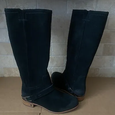 Ugg Channing Women Tall Suede Black Equestrian Boots Size Us 7.5 Women • $144.49