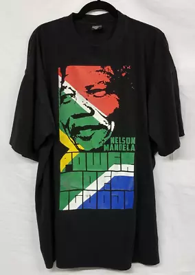 Vintage 90s Nelson Mandela Historical T Shirt Men 5XL Black Short Sleeve BHM MLK • $120