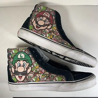 RARE Vans Nintendo GAME OVER Hi-Top Super Mario Bros Skate Shoes Size M 8.5 • $99