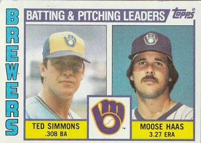 FREE SHIPPING-MINT-1984 Topps #726 Brewers TL Ted Simmons Moose Haas/(Checklist  • $1.99