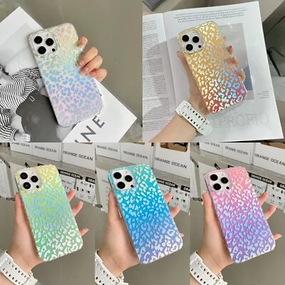 $12.99 • Buy Case For IPhone 14 13 12 11 Pro Max SE3 XS 8 7 Bling Glitter Leopard Clear Cover