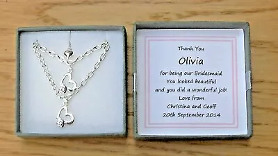 Personalised Bridesmaid Gift Set Thank You Matching Necklace & Bracelet Keepsake • £8.99