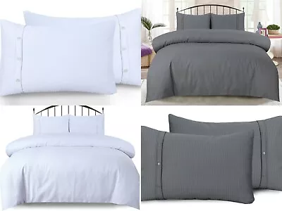 Jacquard Weave Waffle Reversible Duvet Cover Set With Pillowcases • £27.99