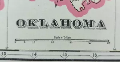 Vintage 1912 OKLAHOMA Map 22 X14  ~ Old Antique Original GUTHRIE STILLWATER OK • $32.76