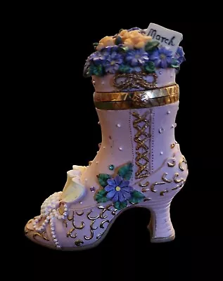 Victorian Shoe Boot Trinket Floral Boxes With Hinged March • $0.98