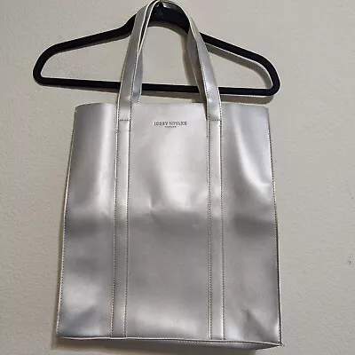 Issey Miyake Parfums Silver Faux Leather Tote Bag Purse Travel Large Shopper • $20