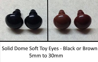 Solid Dome Eyes PLASTIC BACKS - Teddy Bear Making Soft Toy Doll Animal Craft • £2.60