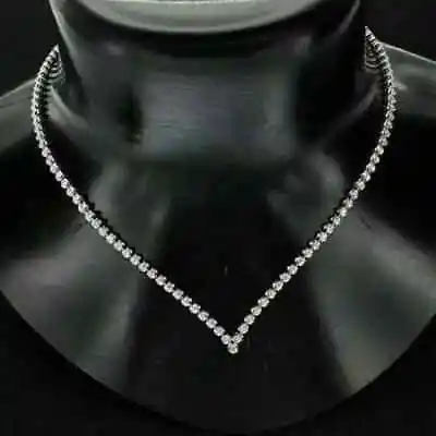 10Ct Round Cut Lab-Created Diamond V Shaped Tennis Necklace 14K White Gold Over • $166.39