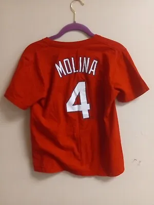 Youth Large 14-16 MLB Majestic St Louis Cardinals Jersey T Shirt Yadier Molina  • $8.99