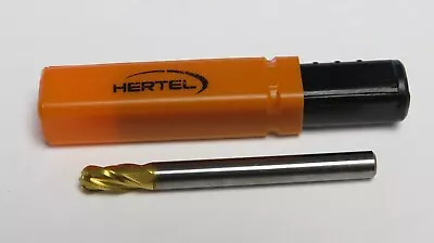 HERTEL 3/16  DIAM3/8  LOC4 FLUTESOLID CARBIDE TiN FINISH 2  OAL BALL END MILL • $17.97