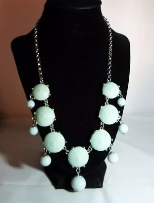 Mint Green & Blue Dangle Bib Statement Bubble Necklace. Silver Tone. 22  • $14.95