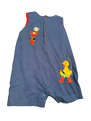 Vintage Sesame Street Big Bird Elmo Vollyball Romper • $22