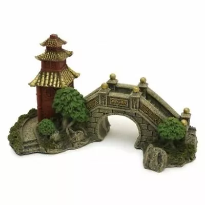 Rosewood Japanese Garden Bridge Ornament Aquarium Decoration For Tropical Fish • £9.88