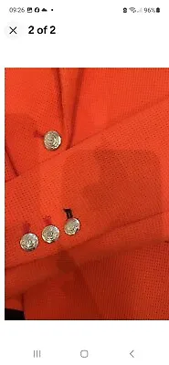 RARE Zara Kate Middleton Waffle Bright Neon Orange/Gold Button Blazer Jacket M • £50