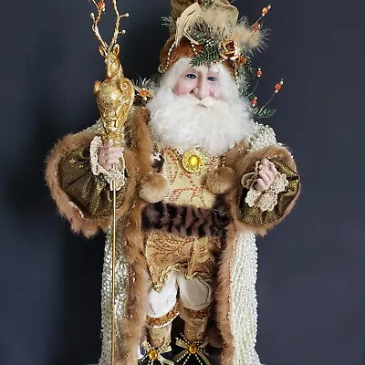 Mark Roberts Large Santa Claus 28  Jewel Of Africa 2006 Gold Fur Beads Holiday • $309