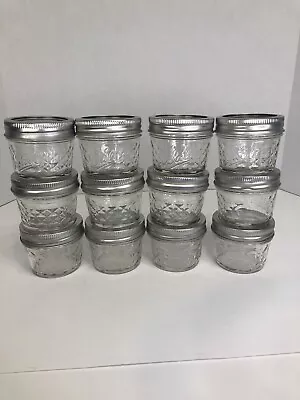 Ball 4oz Jars Quilted Crystal Jelly Glass Regular Mouth 2.25  Lot Of 12 C2 • $13.30