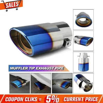 Car Exhaust Pipe Tip Rear Tail Throat Muffler Stainless Steel Round Blue USA* • $11.39