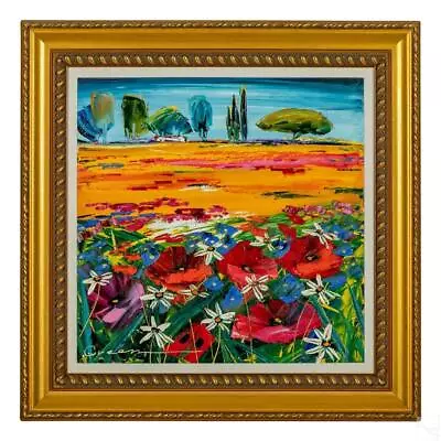 Clearance!$15000 Rare Lrg Deluxe Floral Framed Landscape Maya Green Painting • $7500