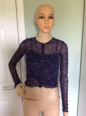 $37.36 • Buy Urban Outfitters Two-Piece Set Cami & Cardigan - Navy/ Purple Ditsy Floral - XS