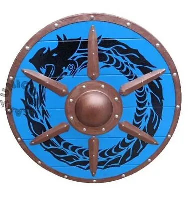 Medieval Ouroboros Battleworn Viking Shield 24'' VIKING Wooden Shield • £140.74