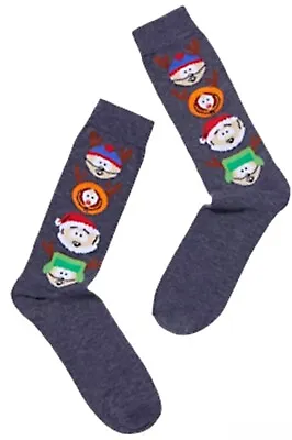 New SOUTH PARK Mens CHRISTMAS Crew Socks WITH SANTA HAT & DEER ANTLERS • $6.64