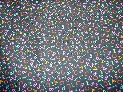 123 Black Numbers Craft Dress Childrens Polycotton Fabric 112cm Wide Sold Per M • £2.50