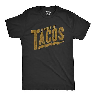 Mens Powered By Tacos T Shirt Funny Sarcastic Vintage Retro Graphic Tee For Guys • $6.80
