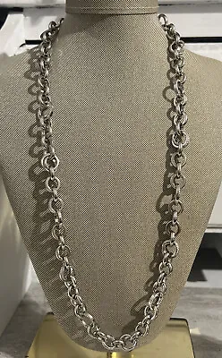 MICHAEL KORS BRILLIANCE Silver Tone Crystal Chain LINK Long NECKLACE • $52