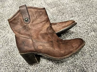 FRYE Women’s Jackie Button Short Brown Leather Boot Size 9 • $32.99