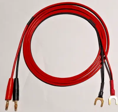 Speaker Cable 10A Rated - 4mm Plugs To Spades Red / Black Gold Plated Banana 2m • £11.99