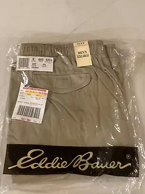 NOS Eddie Bauer Ebtek Shorts Mens Drawstring Elastic Khaki Pocket Pull Up XXXL • $26