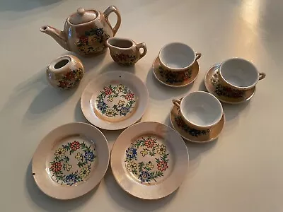 ANTIQUE 1950’s LUSTERWRE CHILDS TEA SET  (11 Pieces)  MADE IN OCCUPIED JAPAN • $10