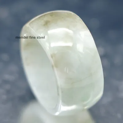MENDEL Mens Natural White Jadeite Jade Stone Band Ring For Men Size 8 9 10 11 • £18.33