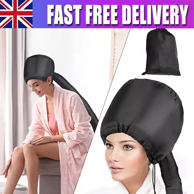 Portable Soft Hair Drying Salon Cap Bonnet Hood Hat Blow Dryer Attachment Black • £7.85