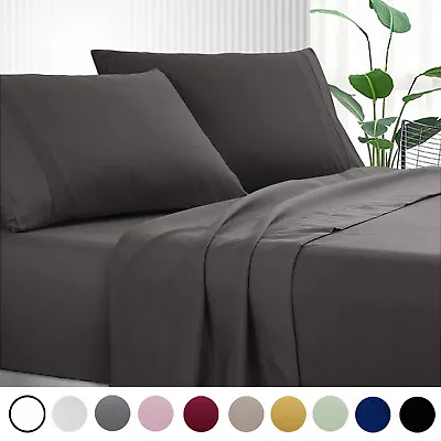 $35.95 • Buy 1000TC Bed Sheet Set Solid Plain Color Flat Fitted Sheet Set 9 Colors All Sizes